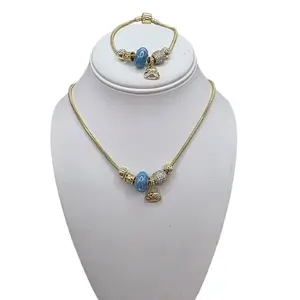 Valdiviajewery #2227 Necklace and Bracelet Set High Quality 14k Gold Plated
