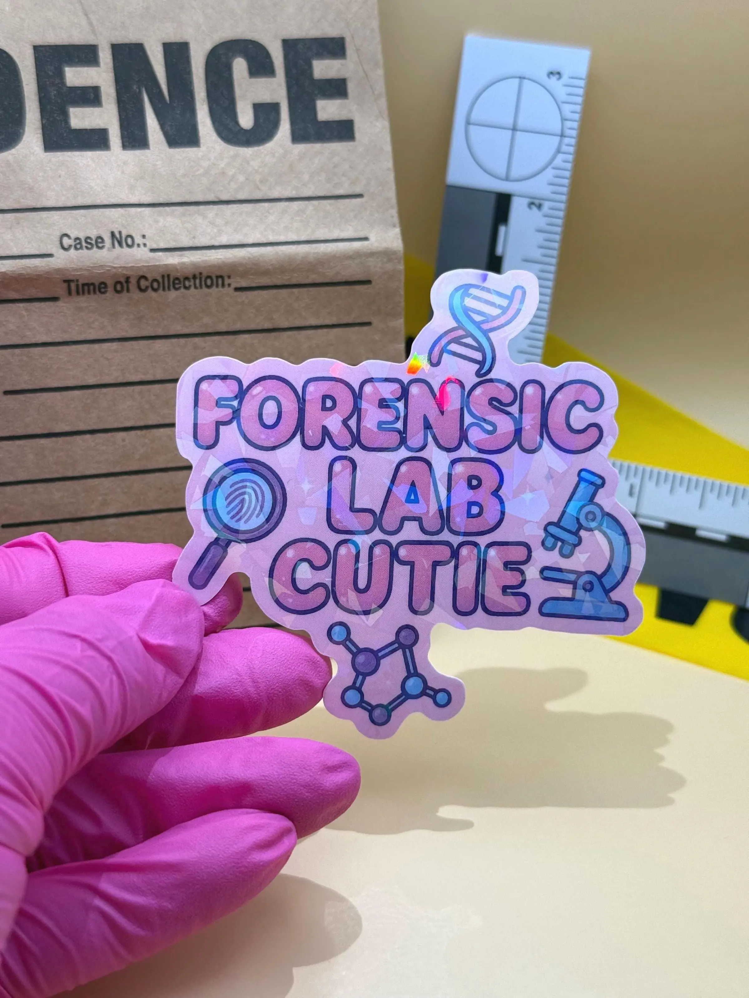 Forensic Lab Cutie Sticker: Holographic CSI Vinyl Decal
