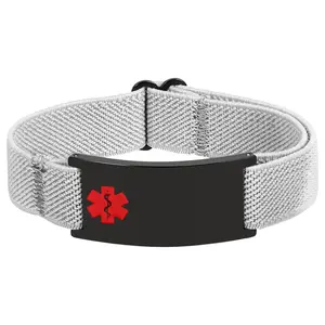 OIDEA Personalized Medical Alert Bracelet for Men Women - Custom Engraved Stainless Steel ID Bracelet with Stretch Band for Emergency Awareness