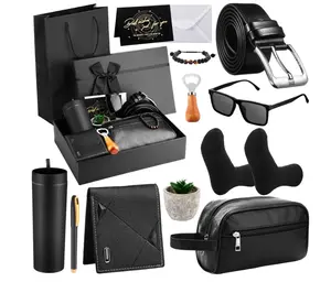 13 Pcs Birthdays Gifts Baskets for Men Father Gift for Men Birthdays Gift Box 16 oz Tumblers Wallet Toiletry Bag Sock Bottle Opener Belt Bracelet Glasses Pen for Father's Day Dad Husband