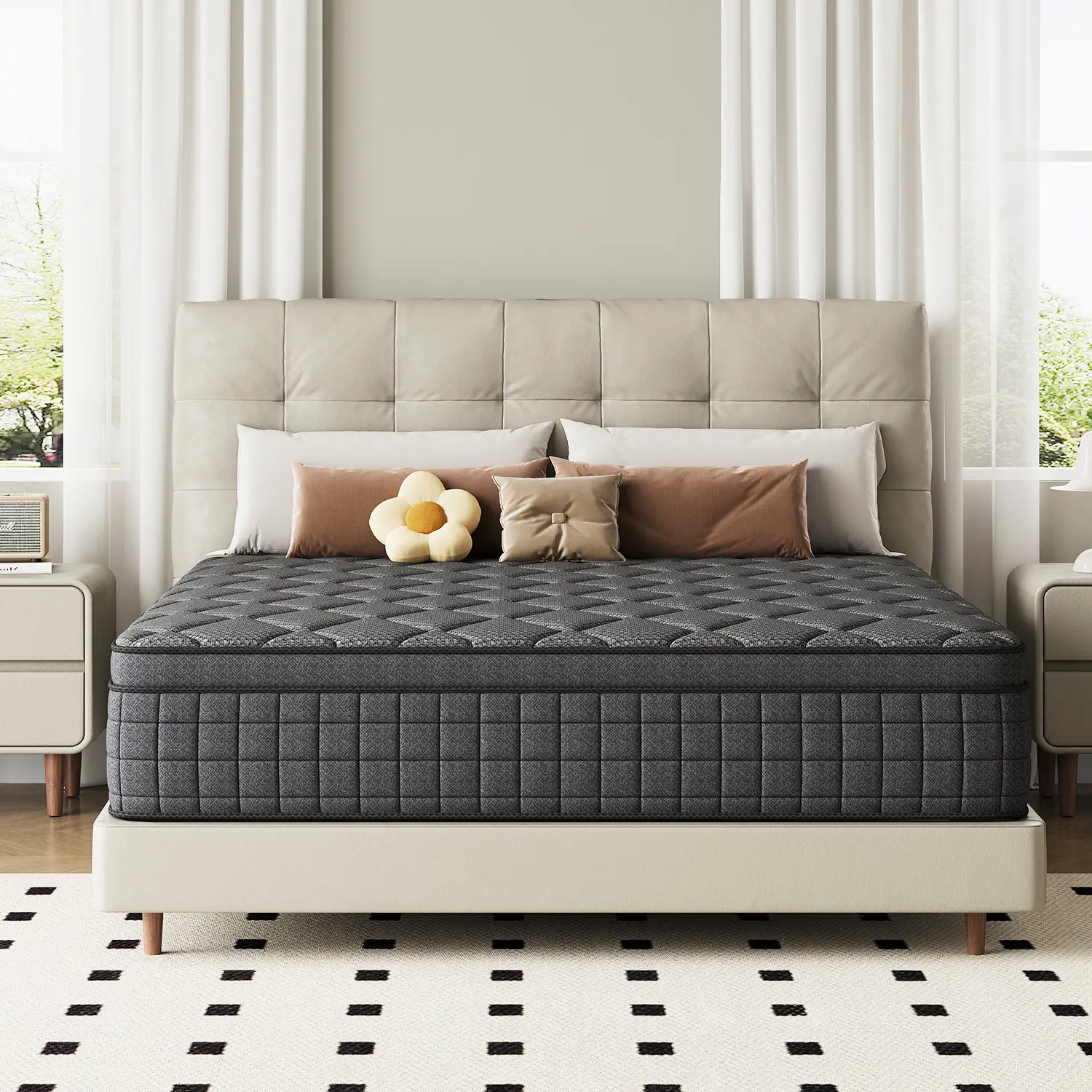 【MYDao】8/10/12/14 Inch Twin, Full, Queen, King Mattress Memory Foam And Spring, Hybrid MattressMedium Firmness, Lumbar Support, For Home Rooms Hotels,