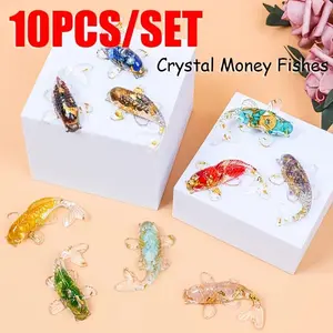 Random Color Fish Shaped Resin Ornament, 10pcs/set Creative Desktop Decoration, Desk Decorative Ornament for Home Office, Gift for Friends & Family