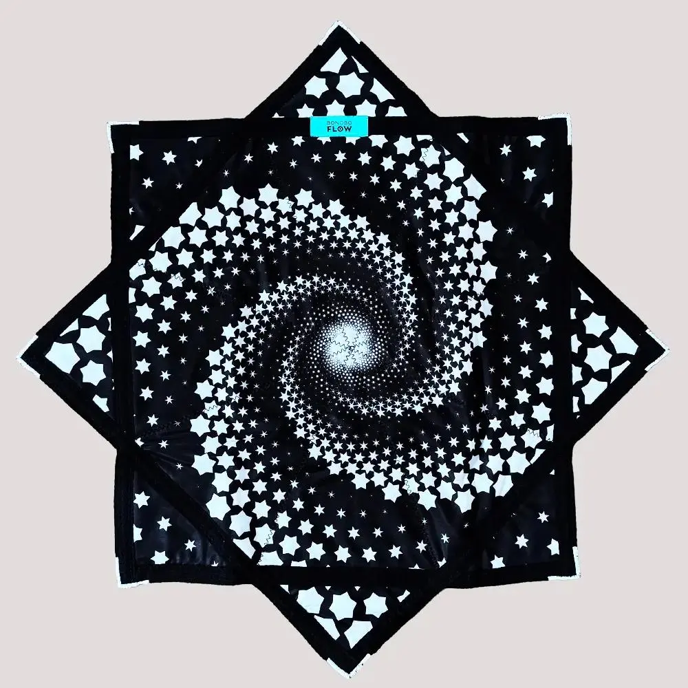 Stellar Swirl Flow Star | Black & White Sprial Dapo Star | Festival Spinning Cloth | Rave Spin Fabric | Hula Hoop