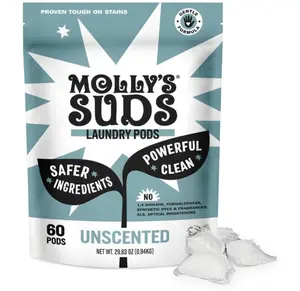 Molly's Suds Laundry Detergent Pods | Clean Detergent for Sensitive Skin | Ultra Concentrated and Stain Fighting | Unscented - 60 Count
