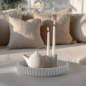 Round Decorative Tray, Concrete Design, Enhances Coffee Table Aesthetics, Ideal Home Decoration, Desktop Ornament, Model_xinghao, Room Decor