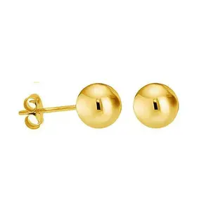 14K Gold Plated Ball Stud Earrings Pushback 5MM