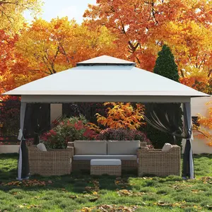 Quick Setup 12x12FT Pop Up Canopy Tent – Adjustable Height, Mosquito Netting, One-Push Easy Setup, Weather-Resistant, 4 Sand Bags Included, Ideal for Backyard, Patio, Garden, Portable--party gift