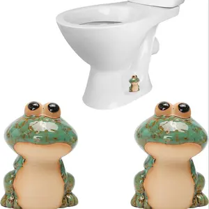 Cute Ceramic Frog Bathroom Set, Bathroom Accessory, Bathroom Decorations, Gloss Toilet Bolt Cover and Lid, Multi-Room Decorative Cover for Bathtub/shower/bathroom Edge