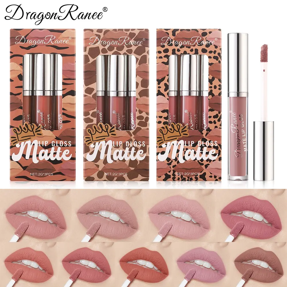Leopard Print Lipstick Set, Matte Liquid Lip Long-Lasting Gloss-Free, High Pigmentation, Daily Use, Perfect for Dates, Parties, Gifts, Souvenirs
