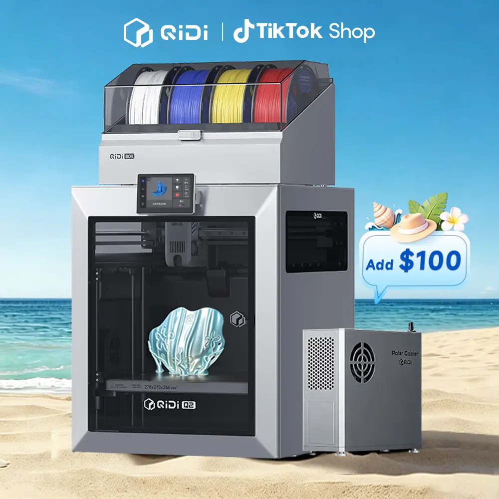 QIDI Q2 Combo Enclosed FDM 3D Printer for Home & Office - 65℃ Heated Chamber, Multi-Color & Multi-Material Printing, Ultra Air Filtration, 600mm/s High Speed, AI Camera, Full Auto Leveling, 270x270x256mm Build Volume, for Beginners