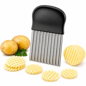 1PC Stainless Steel Wavy Cutter – Multifunction Crinkle Potato Cutter for French Fries, Carrot, Cucumber, Fruit & Vegetable Slicer, Durable Wave Blade Kitchen Gadget