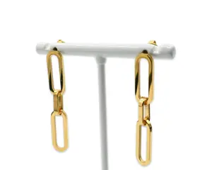 Stainless Steel Paper Clip Earrings for Women - Fashion Accessory Vacuum Gold Plated Durable