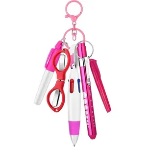 Nurse Pen Set, 1 or 2 Sets (6 Counts/set) Including Ballpen Set, Retractable Mini Ballpoint Pen, Permanent Marker, Highlighter and Foldable Scissors, Ideal for Work & Hospital, College Student Pen, Student Office