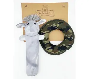Pata Pal Eco Squeaky Puppy Pet Chew Toy- Labby-Do & Camo Disk