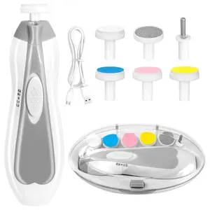 Automatic Cordless Nail Trimmer - 6-in-1 Rechargeable Nail Clippers Manicure Grooming Kit for Toddlers & Adults (Grey), Automatic Nail Trimmer