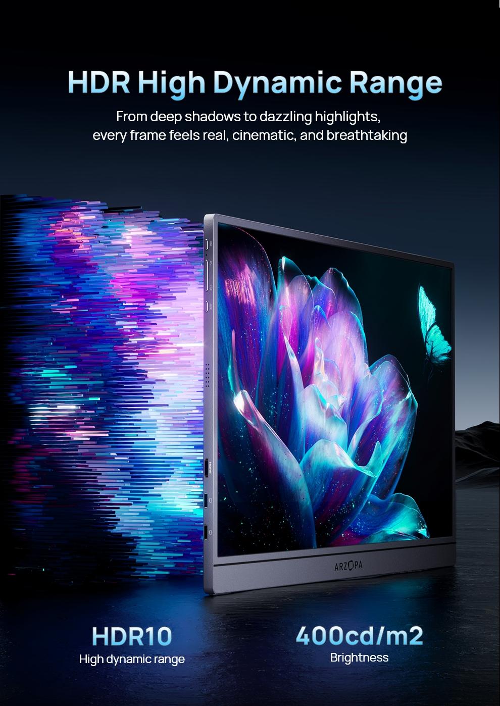 ARZOPA 16.1" Portable Gaming Monitors – 180Hz 1440P QHD / 144Hz 1080P FHD – Ultra Slim External Display for Laptops Gaming PC PS5 Xbox Mac with Built-in KickStand & Dual Speakers – Gray