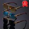 3-Piece Frameless Glasses, Business Retro Style Fashion Eyewear for Men & Women, Suitable for Daily Commute, Shopping and Photo Taking Must Have Glasses