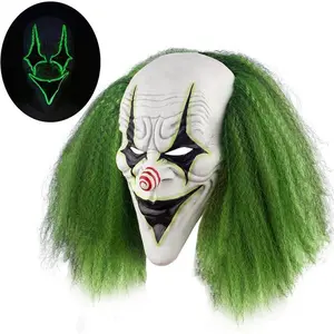 ScaryHalloweenClownMaskwithGreenHairforAdultHorrorEvilKillerJokerCostumeMask