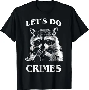 100% Cotton Raccoon Trash Funny Racoon Let's Do Crimes Cute Animals Men T-Shirt