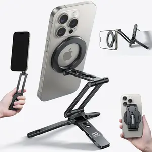 Lamicall for Magsafe Tripod Stand - [Ultra-Compact] Aluminium Magnetic Phone Tripod for iPhone 17/16 Pro Max, Flexible Cell Phone Mount Gift with 1/4" Screw, Arca & Hook Accessories Women Men Black