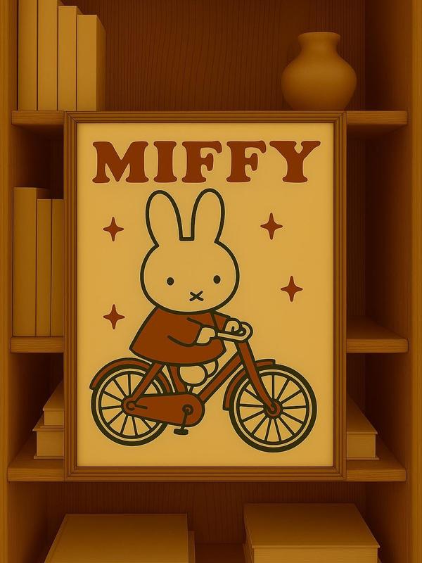 Vintage Miffy Bicycle Print – Kids Room Decor Poster - Canvas