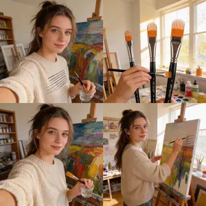 SOTEKOU Comb-Type Brush for Acrylic Watercolor Oil Painting, Toothbrush Shape Brushes, Nylon Bristles, Grass Flow Cloud Details