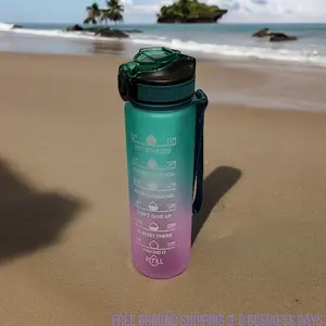 Motivational Water Bottle 32oz with Time Marker | BPA Free | Shipping from USA