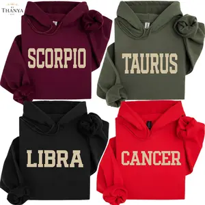 Full 12 Zodiac Hoodie Astrology Hoodie College Block Letter Star Sign Design, Minimalist Astrology Fashion Outfit, Trendy Horoscope Apparel for Men and Women.