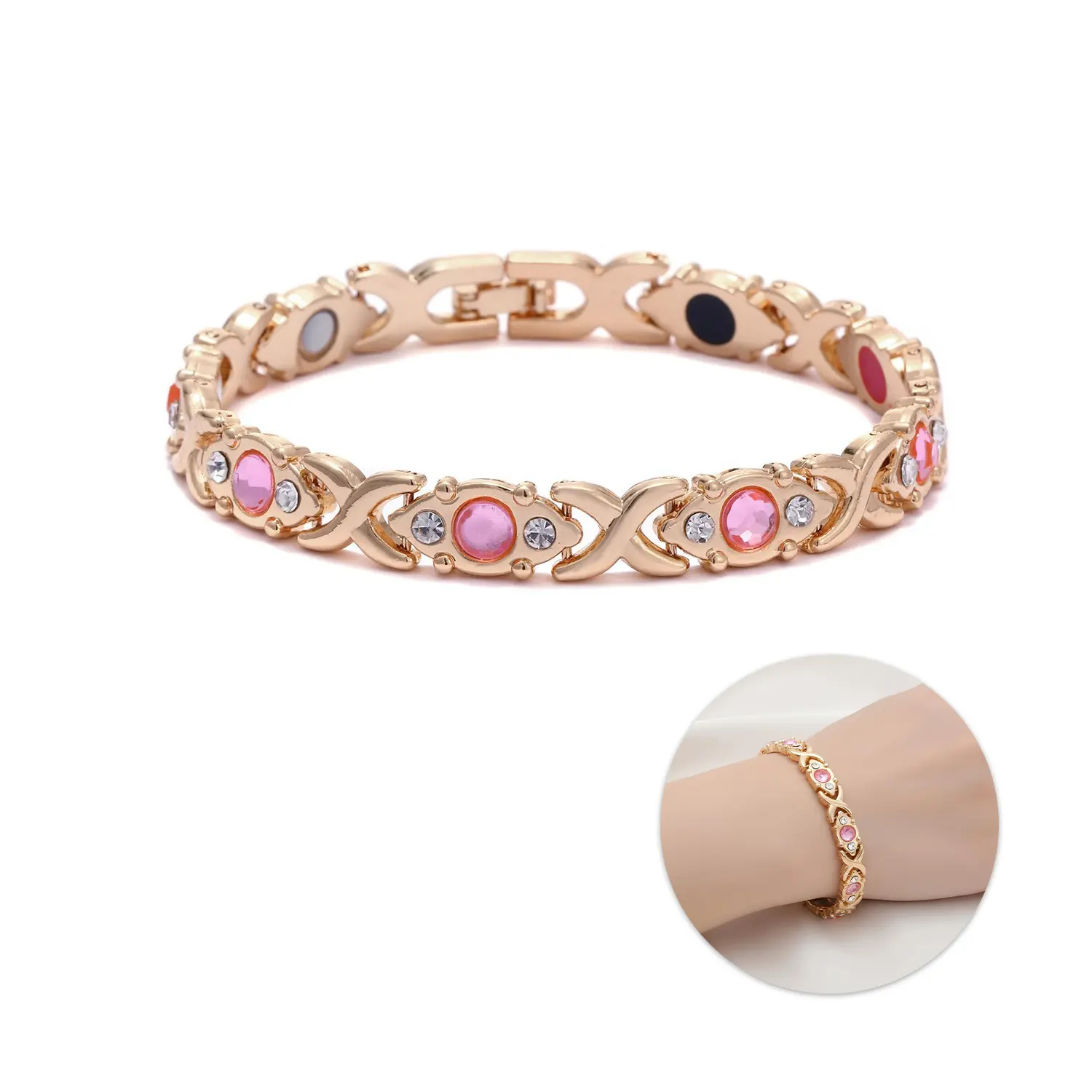 Women's Energy Magnet Bracelet, Eco-Friendly Alloy with Diamonds, Magnetic Energy Bracelet Wristband, Trendy Jewelry Gift for Valentine's Day, Christmas, Birthday