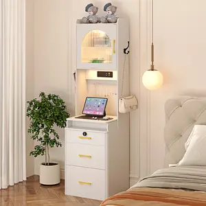 Makeup Vanity Desk with Mirror & Lights: Vanity Table with Charging Station for Bedroom, Large Storage Vanity Set with Lock Drawers & Human Sensor LED Lights Brightness Adjustable (White)