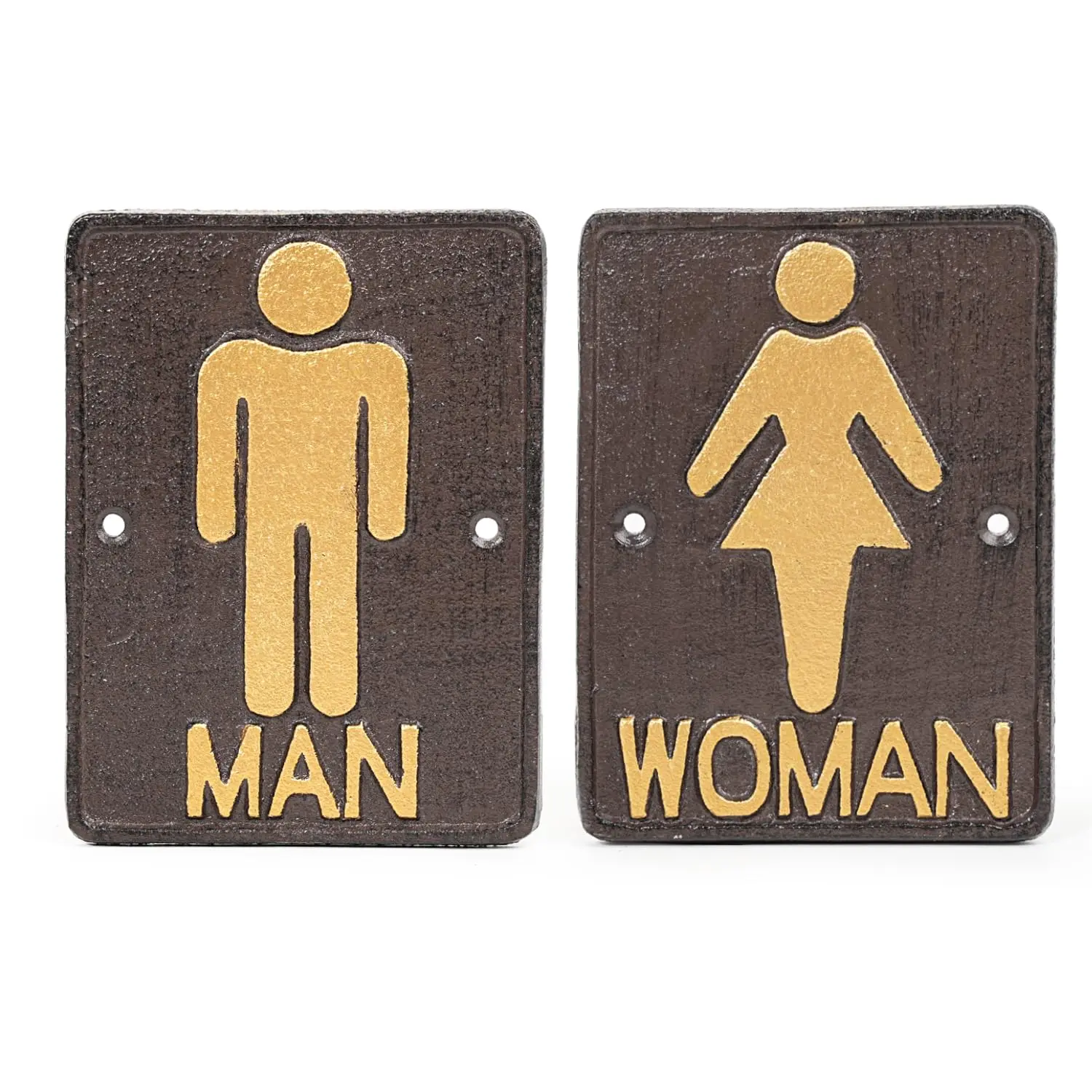 Sungmor Cast Iron Restroom Signs Set of 2 - Rustic Decor Wall-Mount & Door-Mount Engraved Plaques, Decorative Home Signs for Office Café, Indoor-Outdoor Men's & Women's Toilet Decor