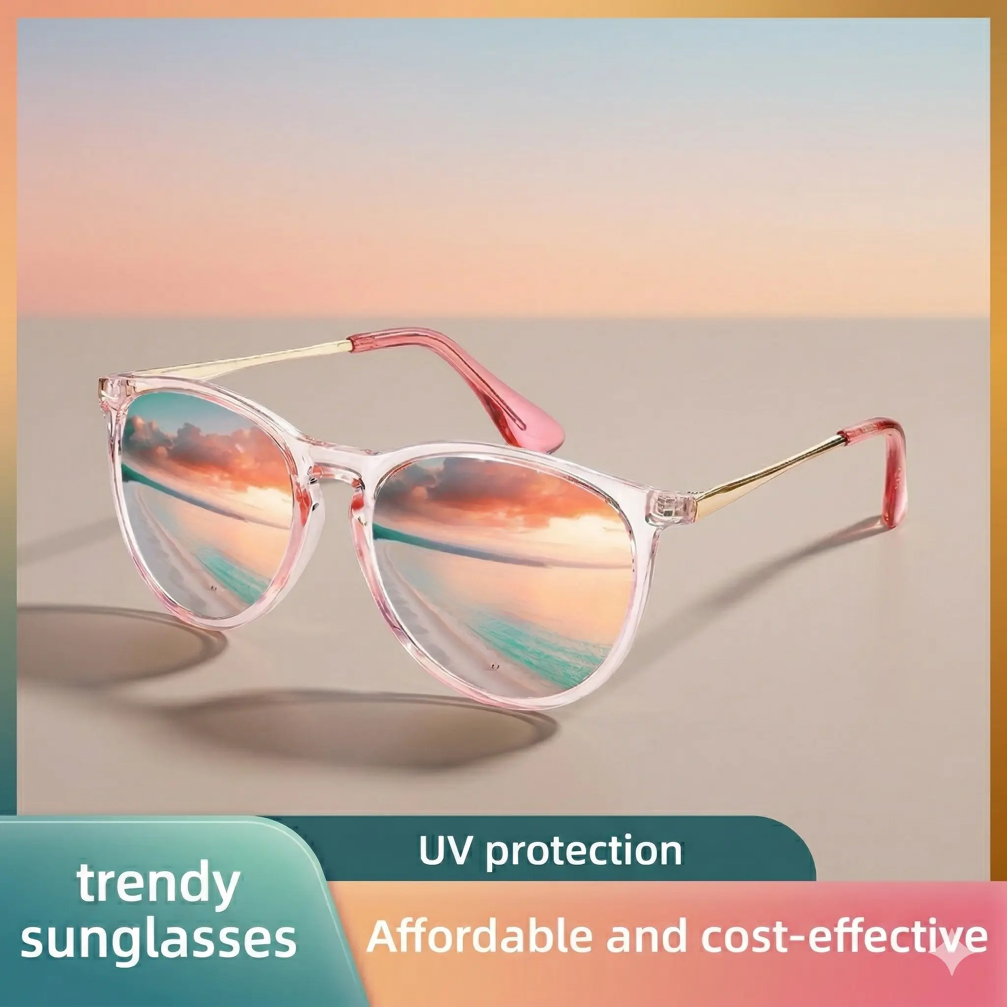 FEICE Women's 2-Pack Chic Anti-UV Polarized Sunglasses - Dual-Gender Vintage Pink Mirrored Oval Plastic Full Rim Eyewear, Summer Beach Fashion Value Set, Anti-Uv Women's Sunglasses, Chic Women's Sunglasses