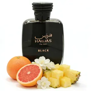 Rasasi Hawas Black Eau de Parfum Spray for Men, 3.38 Fl Oz Long Lasting Woody Oriental Mens Cologne, Luxury Arabian Fragrance