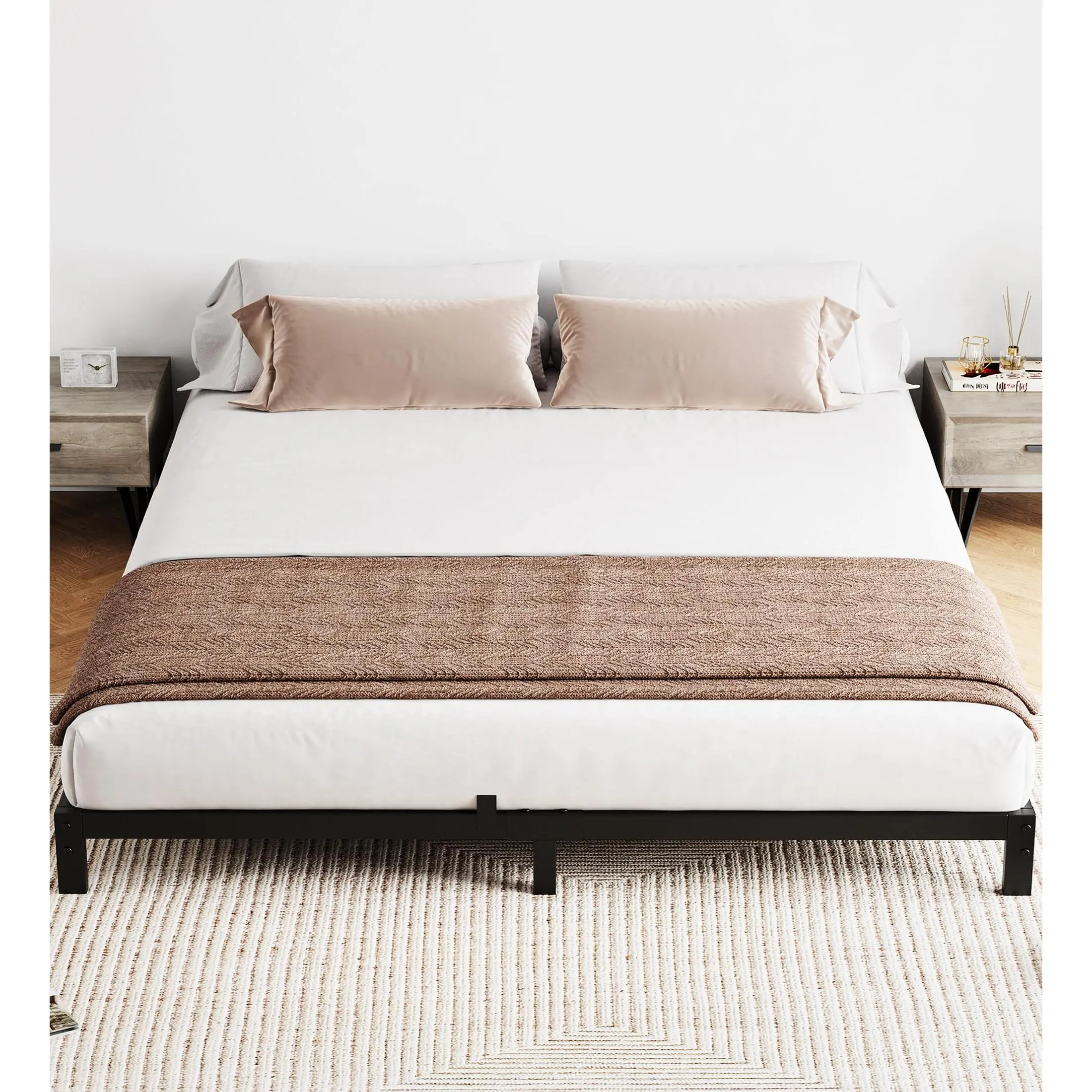 Garvee & Garvee Metal Platform Bed Frames with Under Bed Storage, Heavy Duty Mattress Foundation, Easy Assembly, No Box Spring Needed, Low Profile Design, Quiet, Suitable for Bedroom or Apartment, Black Finish