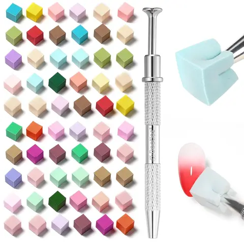 Beetles Soft Nail Sponges for Ombre, Colorful Nail Art Sponges With Grabbing Pen, Aura Nails, Ombre Nail Brush, Manicure Nail Art Tool, Professional Accessories Supplies Nail Art DIY Home Salon, Nail Ombre Brush+88 Pcs Large Soft Nail Sponges, Set