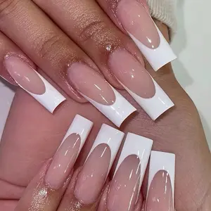 White/Lilac/Peach/Yellow French Tips Press ons for Nail Art - Perfect for Stylish Nail Designs