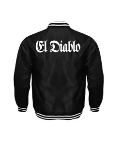 El Diablo Unisex Satin Baseball Jacket Striped Trim