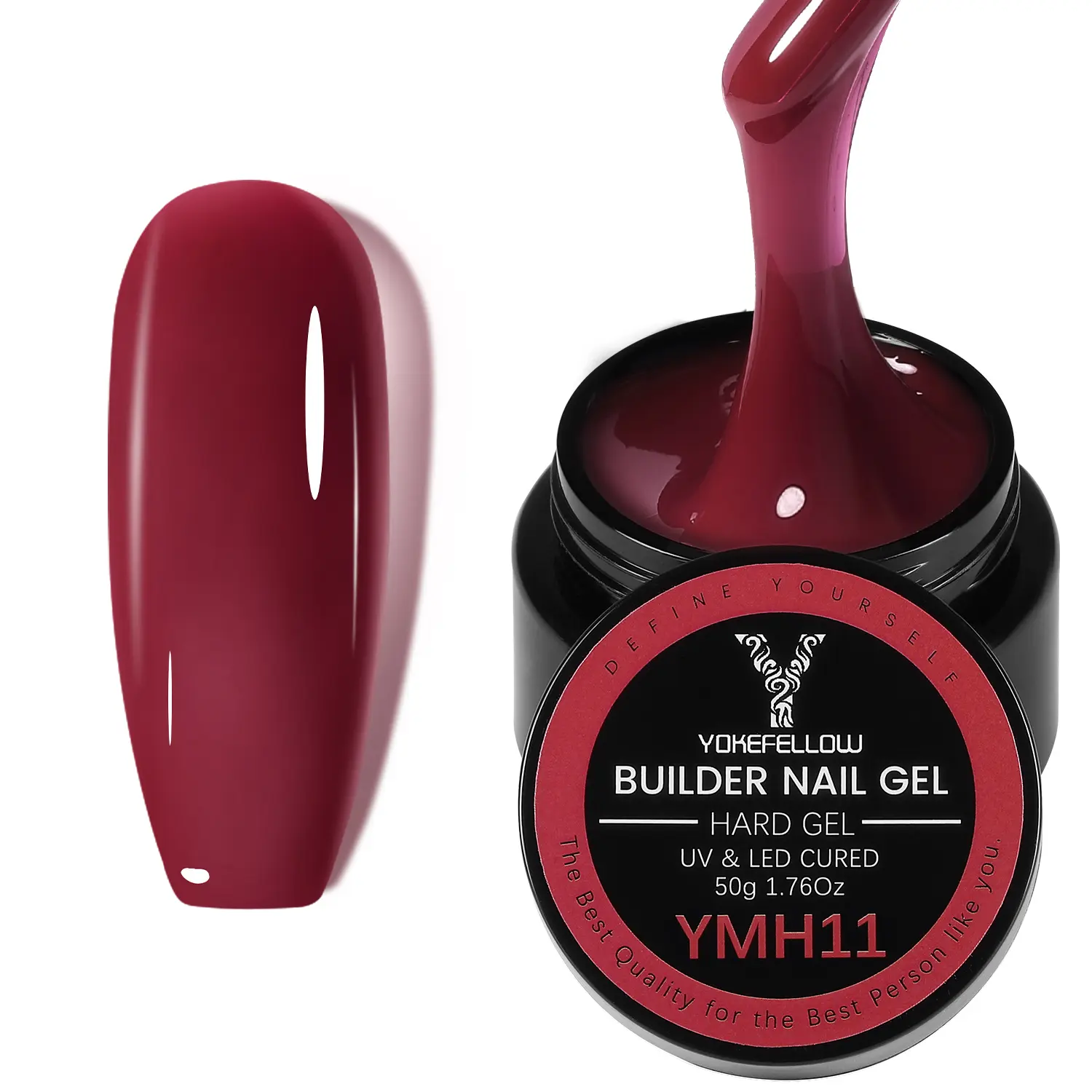 YOKEFELLOW Builder Nail Gel YMH11 Red Nail Extension Gel 50g 1.76oz  Builder Gel for Nail Extension Profession poly nail gel Long Lasting Hema-Free Tpo-Free Nail Extension Gel for Beginners and Professional