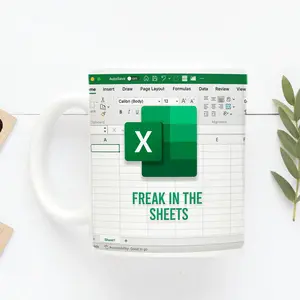 Funny Excel Coffee Mug, Perfect Gift For Accountants Data Analyst & CPA's, Freak in the Sheets Coffee Mug by Mugsberry.