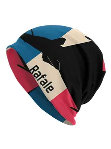 Vintage Style Beanie, Rafle French Jet Plane Silhouette Design, Unisex Fitted Winter Accessory for All Seasons, Casual Daily Wear