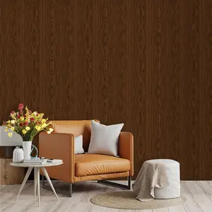 Deep Walnut Texture Wallpaper, Dark Pattern, PVC Material, Self-Adhesive, Moisture-Proof, for Living Room, Kitchen, Bedroom