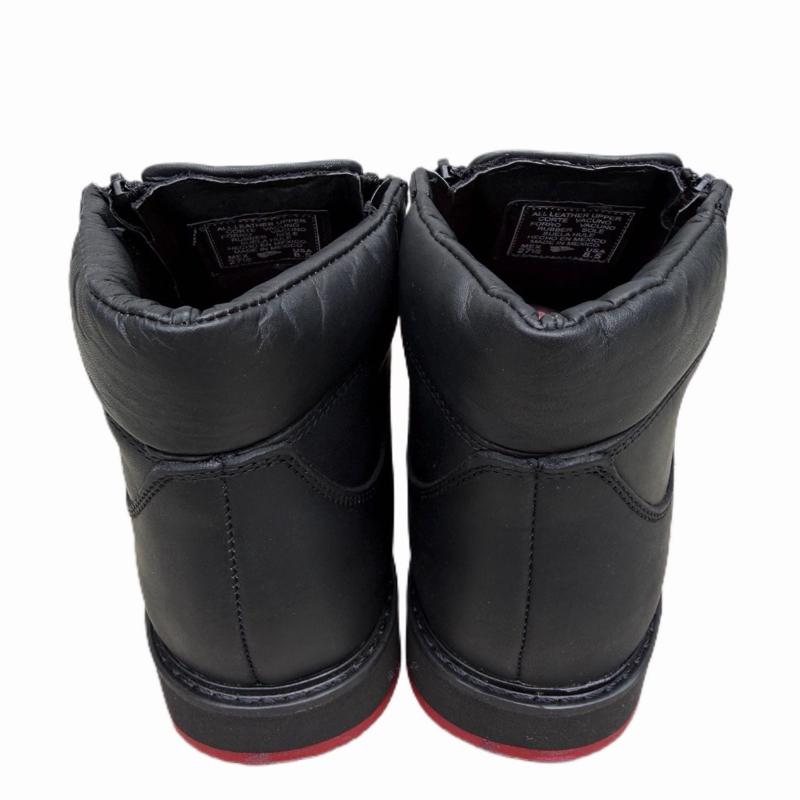 Work Boots Blue/Red Bottom Boots Black Leather Petatillo Double Zipper Square Toe Boots/ Botín Vaquero Botas de Trabajo