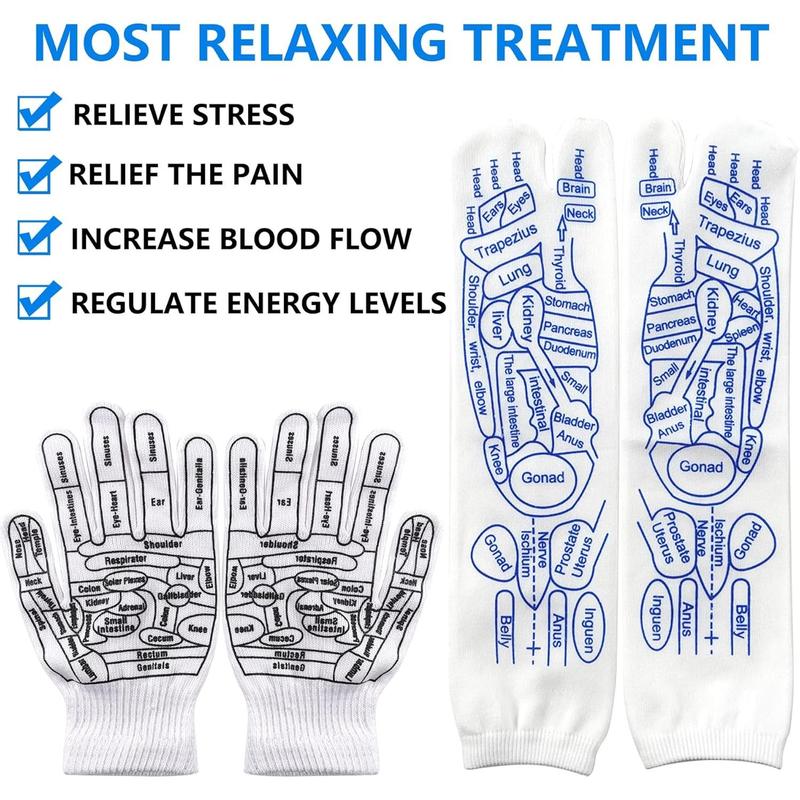 1 Set Reflexology Socks with Tools and Gloves Set,Unisex Pressure Point Socks with Reflexology Tools,Acupuncture Socks Kit for Foot Massage, Foot Massage Sock Guide,Hand Tools Kits