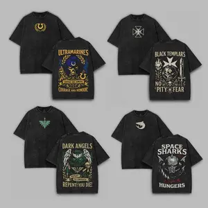 [Collection] 8 Design Warhammer 40K New Vintage Washed Tee Retro Oversized TShirts Inspired by Iconic Factions and Heroes, premium fits Heavy Soft Cotton, Perfect for Wargame Fans, Sci-Fi Lovers