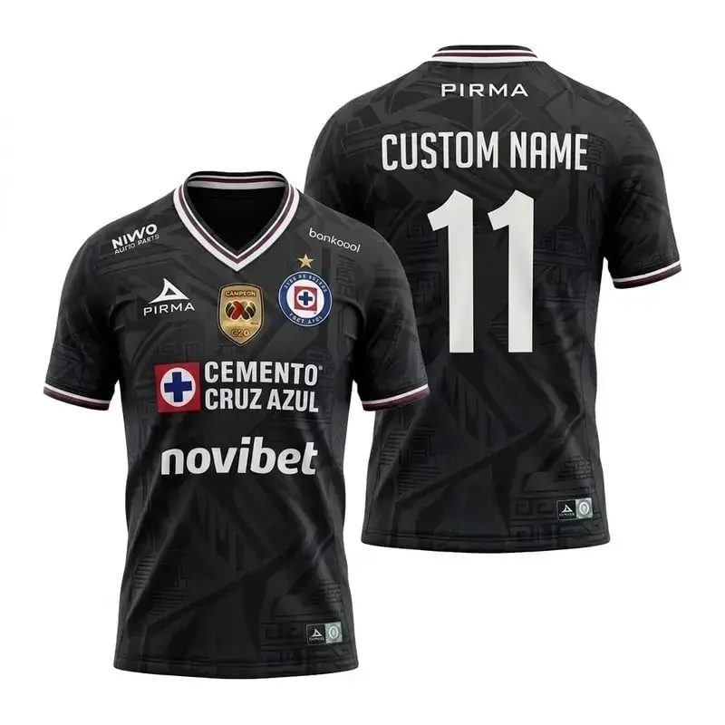 Cruz Azul Black Soccer Jersey – 2026/27 Liga MX Inspired Football Kit with Embroidered Logo, Sharp Stitching, Breathable Athletic Game Day Shirt