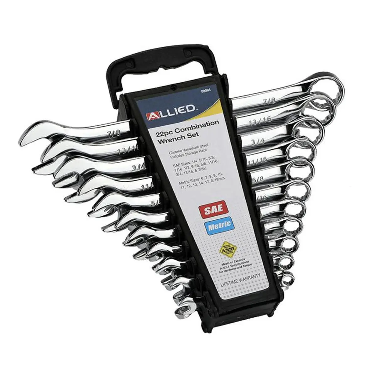 Allied 22-Piece Combination Wrench Set - Chrome-Finished, Heat-Treated, Crafted from High-Quality Materials