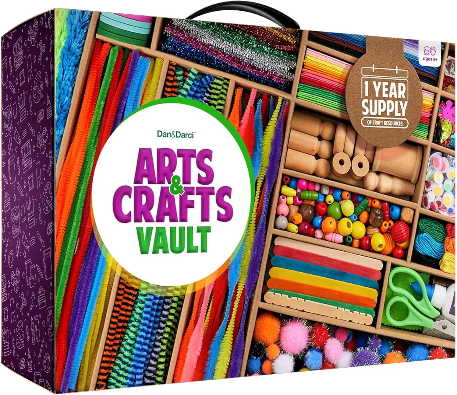 Arts and Crafts Vault – All-in-One DIY Craft Supplies Kit for Kids Ages 4 to 12 – Back to School Art Activity Set & Birthday Gift Idea for Girls and Boys