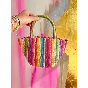 Colorful Raffia Zig Zag Purse
