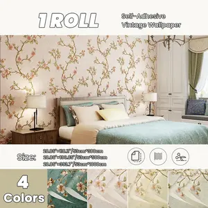 A thickened vintage American pastoral style self-adhesive wallpaper roll for TV backdrops, available in various colors and sizes, easy to peel and stick, suitable for indoor use in bedrooms, living rooms, and DIY creative furniture renovation stickers