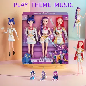 Kpop Anime Action Dolls Set, 11.5inch Rumi Mira Zoey Idol Group Toys With Music, K-pop singing dolls, Jointed, Fan Collection Gift, Birthday & Mother's Day Gift For Girls